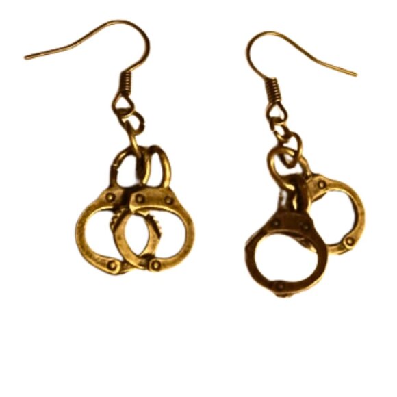 Handcuff Earrings In Antique Bronze - Picture 3 of 5